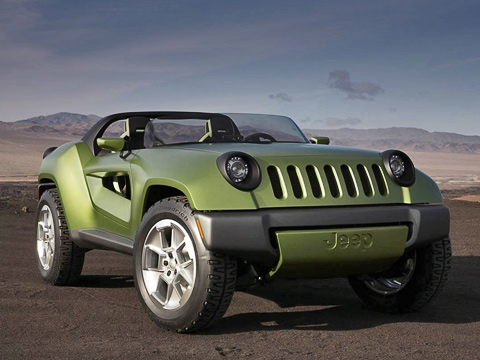 Jeep renegade,Jeep concept. «Архитекторы», дабы уменьшить массу двухместного Jeep Renegade, выполнили его силовую структуру из&nbsp;алюминия, а&nbsp;облицовку — из&nbsp;пластика.