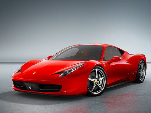 Ferrari 458 italia. С каждого литра нового мотора V8 4.5 со степенью сжатия 12,5:1 инженеры сняли по 127 сил, а на одну «лошадь» приходится 2,42 кг массы. Максимальная скорость Ferrari Italia — больше 325 км/ч.