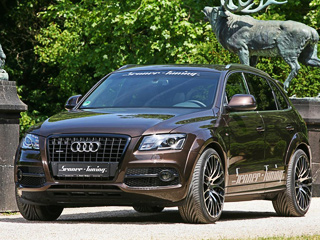 Audi q5. Помимо внешнего обвеса спортивности кроссоверу Audi Q5&nbsp;придали благодаря заниженной подвеске. Таким образом, автомобиль стал ближе к&nbsp;земле (на&nbsp;45&nbsp;мм спереди и&nbsp;40&nbsp;сзади).