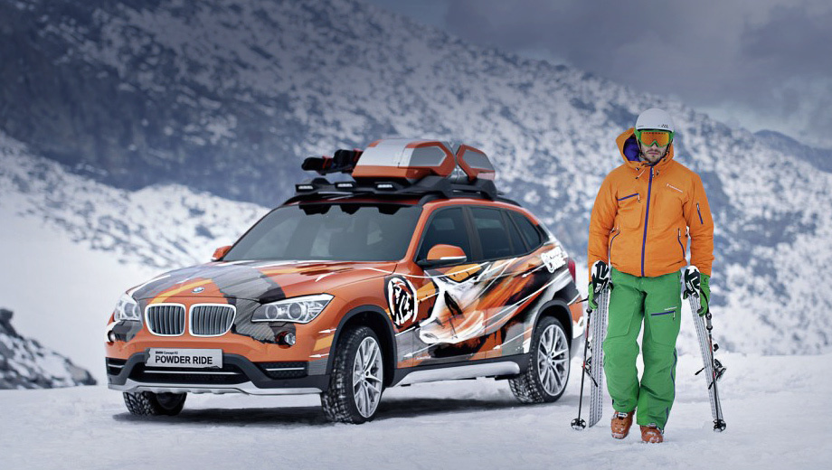 Bmw x1. Каждый купивший автомобиль из специальной серии получит горные лыжи фирмы K2 в подарок.
