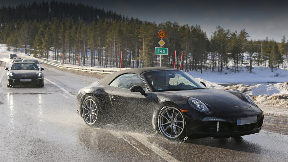 Porsche 911. Изменённые бамперы и оптика выдают в тестовых 911-х модели следующего года.
