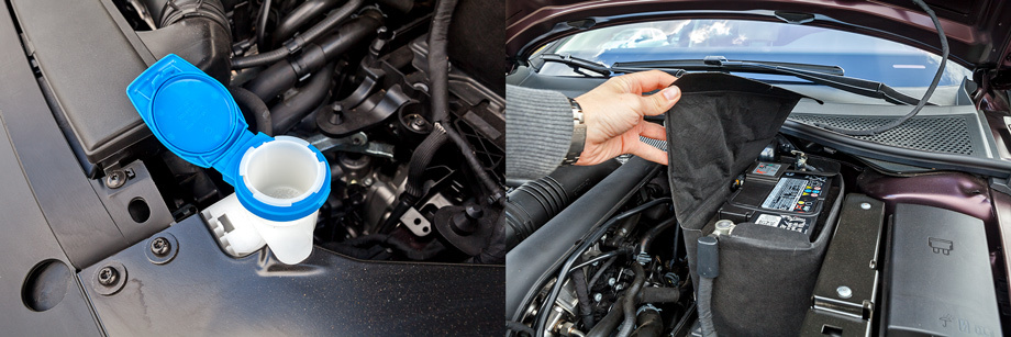             Если у соплатформенной <a href="/e/BwOaAEAAAbw" class="c-link">Шкоды Октавия</a> доступ к горловине омывайки перекрывается подпоркой капота, то у Пассата газовые упоры: лей — не хочу. Аккумулятор у обеих моделей спрятан в чехол-утеплитель.
