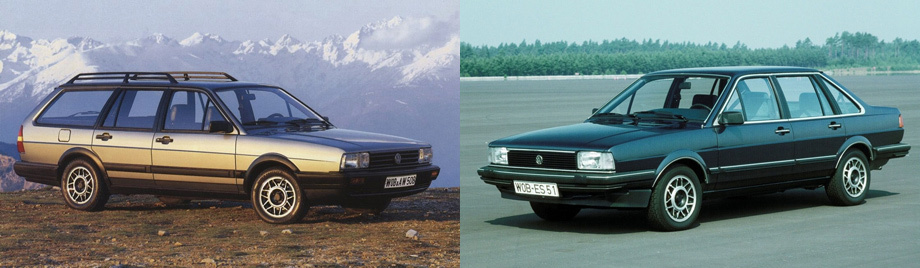             Гамма двигателей Пассата II состояла из десяти бензиновых и трёх дизельных агрегатов объёмом от 1,3 до 2,2 л. Новое приобретение модели — пятицилиндровые моторы Audi на старших версиях. Самая мощная бензиновая «пятёрка» (2.2) развивала 174 л.с. Другая важная новация в семействе — полноприводный универсал Passat Variant Syncro с трансмиссией от Audi 80 quattro (в этом поколении Passat ещё оставался очень близким родственником «восьмидесятки» B2, хотя кузова универсал у той не было).
