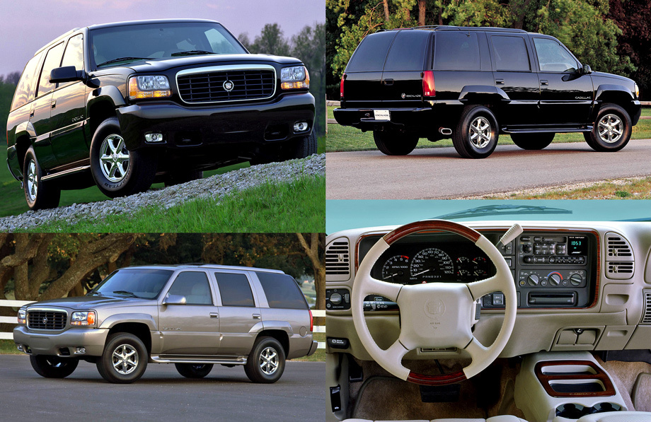 Cadillac Escalade первого поколения на платформе GMT400 дебютировал в августе 1998 года и представлял собой роскошную версию внедорожника <a href="http://www.drive.ru/news/chevrolet/gmc/5232eb6994a65678f0000046.html" target="_blank" rel="noopener" class="c-link">GMC Yukon Denali</a> (который, в свою очередь, уже был люксовым «двойником» Chevrolet Tahoe). Кузов — универсал длиной 5,11 м. Двигатель Vortec V8 5.7 L31 мощностью 258 л.с. в паре с четырёхступенчатым «автоматом» 4L60-E разгоняли машину до 97 км/ч за 10,5 с. Снаряжённая масса составляла 2530 кг — современная машина тяжелее. Клиренс — 210 мм. Полный привод был подключаемым, а в раздаточной коробке — понижающая передача. Передняя подвеска была двухрычажной торсионной, а задняя — зависимой рессорной.
