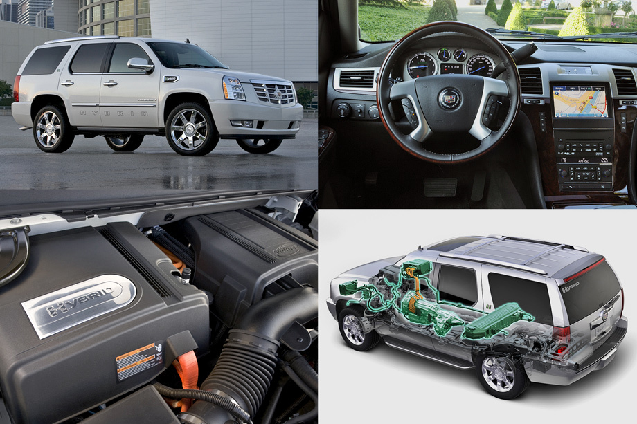 Осенью 2008 года в гамме «третьего» Эскалейда появилась <a href="http://www.drive.ru/cadillac/news/2007/11/12/640691/bogatie_plachut.html" target="_blank" rel="noopener" class="c-link">гибридная модификация</a> с двигателем V8 6.0 LZ1 (337 л.с.) и парой синхронных 30-киловаттных электромоторов. Совокупная мощность силовой установки составила 374 л.с., благодаря чему автомобиль массой 2720 кг разгонялся с места до сотни за 7,5–8,4 с (данные разнятся в зависимости от года выпуска). Машина выпускалась с полным или задним приводом. На гибриде впервые установлен электрический усилитель руля. В 2010 году гибридная модификация стала двухтопливной: помимо бензина допускалось применение этанол-содержащего топлива E85.