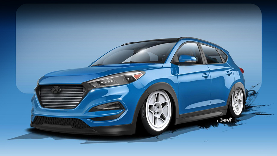 Hyundai tucson. От стандартного кроссовера Tucson концептуальный паркетник отличается заниженной подвеской и аэродинамическим обвесом кузова.