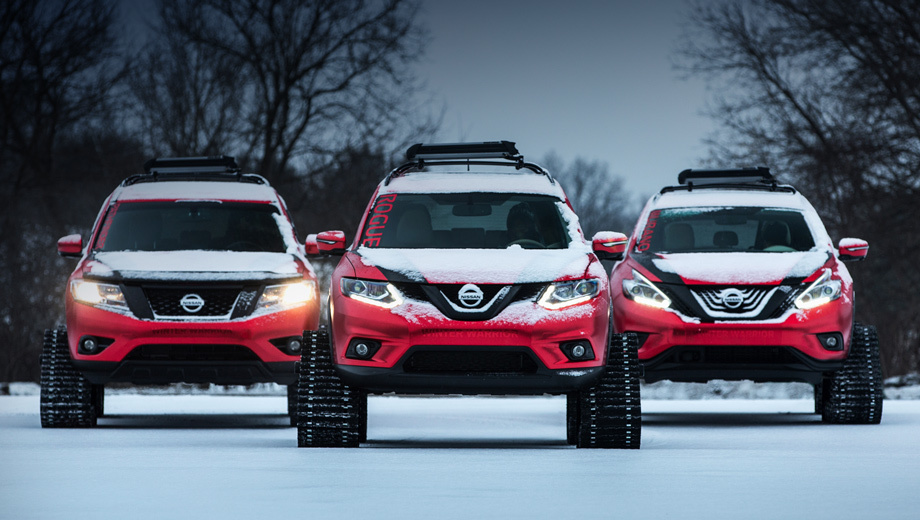 Nissan rogue,Nissan x-trail,Nissan murano,Nissan pathfinder. Все концептуальные снегоходы получили приставку Warrior Winter в названии и окрашены в красный матовый цвет.