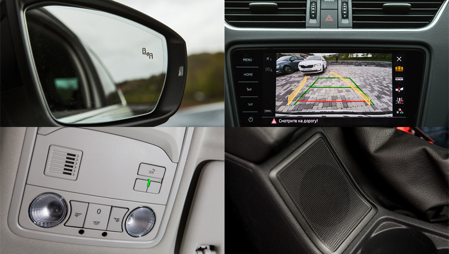             Только Octavia Style мониторит «мертвые» зоны за доплату в 19 000 рублей: поможет при перестроении и предупредит о приближающейся помехе при движении задним ходом. Камера заднего вида с омывателем — ещё 19 тысяч... Пылесборник на тоннеле — это динамик <a href="https://www.drive.ru/russia/512b1caf94a6566b4300002b.html" target="_blank" rel="noopener" class="c-link">ЭРЫ-ГЛОНАСС</a>.
