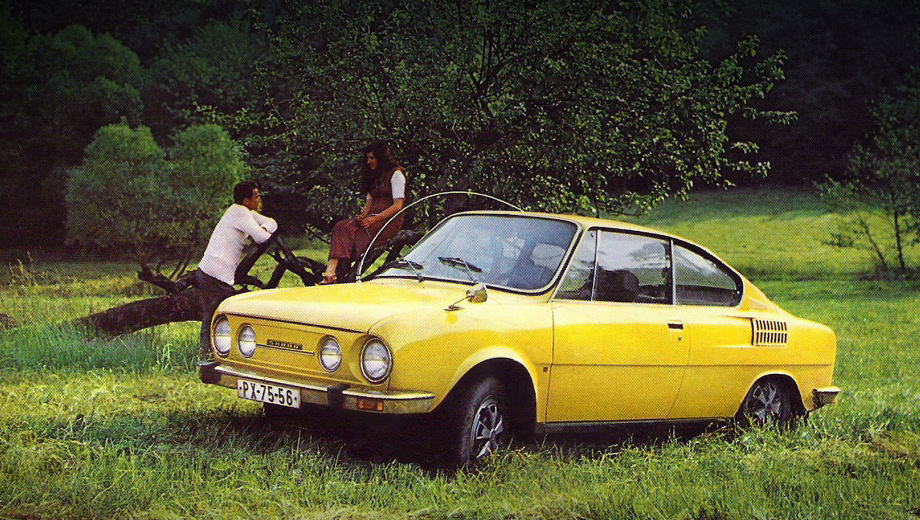 Skoda coupe. Двухдверка Skoda 110 R выпускалась в тогдашней Чехословакии с 1970-го по 1980 год. Купе оснащалось мотором 1.1 (62 л.с.), четырёхступенчатой «механикой» и разгонялось до сотни за 18,5 с. Тираж составил 56 902 экземпляра.