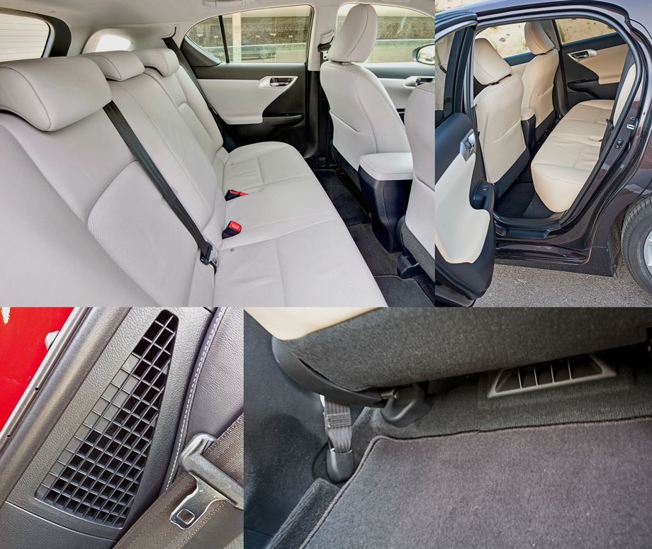             <ul><li>На заднем диване вы всегда в гостях. Крыша не давит на голову, но места для коленей позади рослого водителя не остаётся. Тут полный набор ремней и подголовников, но среднему пассажиру приходится сидеть практически верхом на боксе-подлокотнике. </li><li>Двери открываются на малый угол, а тепло назад поступает только через напольные дефлекторы. Самой тихой является левая часть дивана — справа постоянно шумит вентилятор системы охлаждения батареи.</li></ul>
