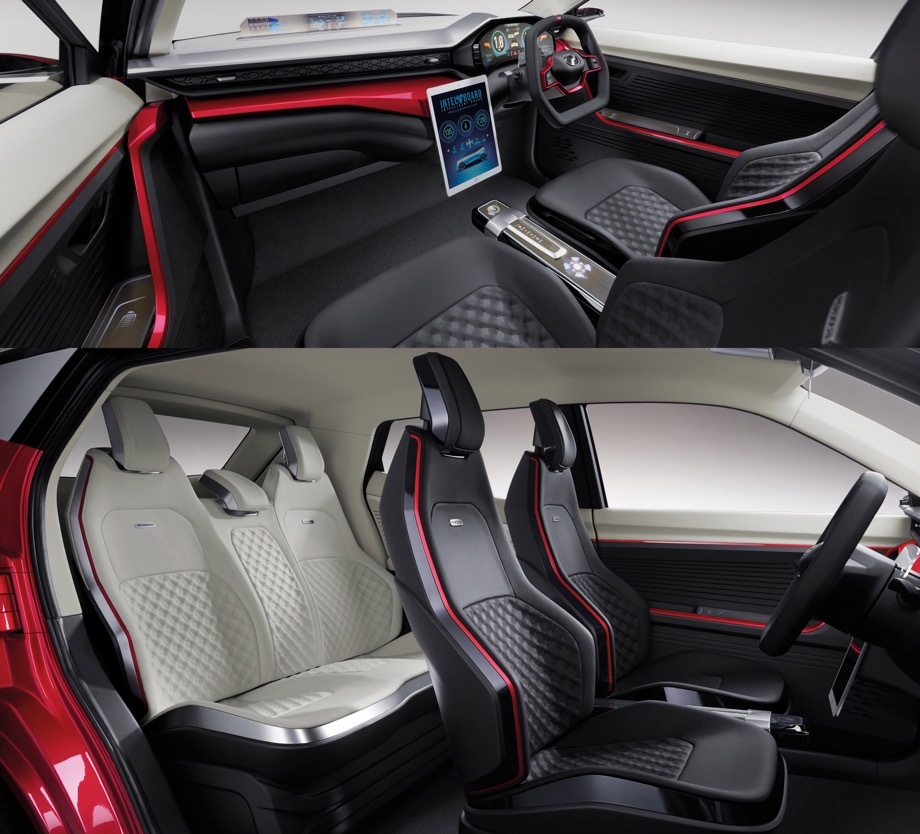 Под лобовым стеклом установлен (в теории) голографический дисплей. По центру красуется самый что ни на есть iPad Pro диагональю 12,9 дюйма. Режимы трансмиссии переключаются на «подлокотнике». Педали незаметны, но они есть. Боковая поддержка на втором ряду кресел почти как на первом.