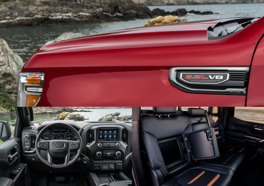             В виде опций к Сиерре AT4 предложены цветной проекционный дисплей, система окружающего видения, автоматическое торможение с детекцией пешеходов, контроль разметки и слепых зон зеркал, а также грузовая платформа из углепластика CarbonPro.
