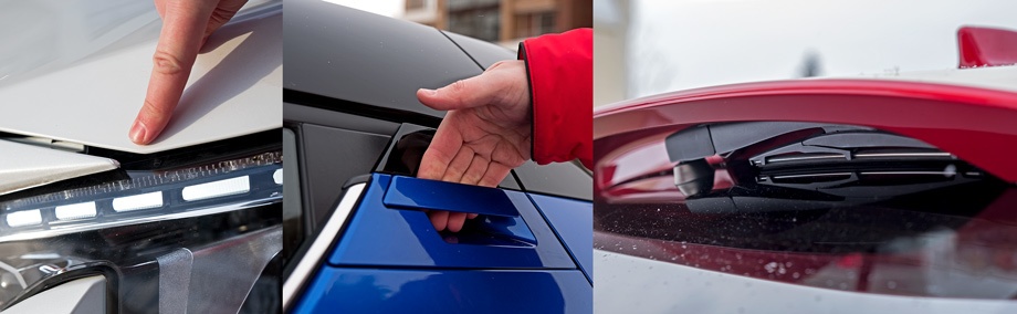             Зазор между капотом и бампером у Peugeot непотребен. Заднюю ручку Тойоты половина пассажиров вообще не находит. Задний дворник Mitsubishi прячется под спойлером, отчего по бокам и без того маленького стекла остаются грязные зоны.
