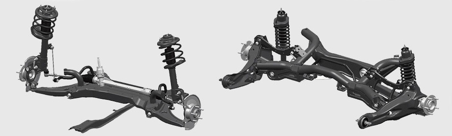             У Эклипса новые амортизаторы с перенастроенными клапанами и демпферами отбоя. Повышена конструктивная жёсткость задней подвески. Там новый оригинальный подрамник с более податливыми сайлент-блоками. Передаточное отношение рулевого привода меньше, чем у кроссовера Outlander. По умолчанию при трогании на заднюю ось через многодисковую муфту GKN передаётся 20% тяги.
