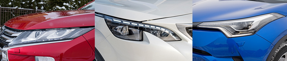             В базовых версиях все основные фары галогеновые, а у Тойоты нет противотуманок. За доплату всем трём машинам полагается неадаптивный светодиодный свет.
