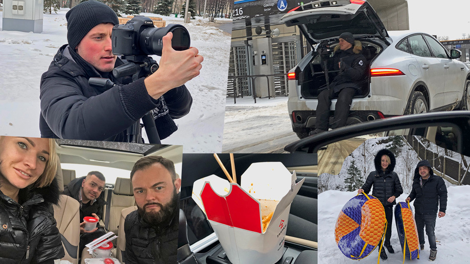             Говорят, что настоящий сибиряк — не тот, кто не мёрзнет, а тот, кто тепло одевается. Бойцы невидимого фронта — фотограф Иван Баринов и оператор Денис Плискин — придерживаются как раз такого принципа. Их совершенно не пугает перспектива провести целый день на улице, питаясь принесёнными из дома запасами. Остальные же участники команды предпочитают греться в машине и заказывать доставку корма непосредственно к месту проведения съёмки. Кстати, в амплуа обеденного стола тачпад Лексуса бесподобен. На «ватрушках», найденных на территории оздоровительного комплекса Dream Hills Club, кататься не стали. Но для картинки в закадр — в самый раз.
