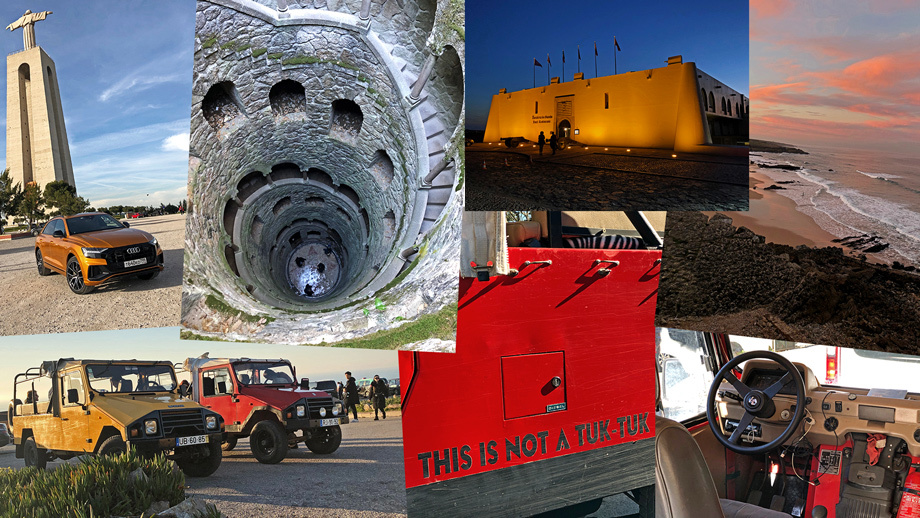             Рассказывать про достопримечательности Португалии можно бесконечно, но must see — это статуя Христа-Царя в Алмаде, что по другую сторону реки Тежу от Лиссабона, а также усадьба Кинта да Регалейра, на территории которой разбит уникальный парковый комплекс. Изюминка парка — «колодец посвящения» (этакая вывернутая наизнанку башня) и примыкающая к нему система тоннелей. Ночевали в гостинице Fortaleza do Guincho близ городка Кашкайш. Fortaleza переводится как «крепость», чем в прошлом и был пятизвёздочный отель с потрясающими видами на Атлантику и мишленовским рестораном. Высокая кухня вряд ли впечатлит негурмана. Неказистые автомобильчики оказались продукцией местного автопрома. Компания UMM (сокращение от «металло-механический союз») выпускала модель Alter II до середины девяностых годов. И да — это не тук-тук, а самый настоящий внедорожник с полным приводом и понижайкой.
