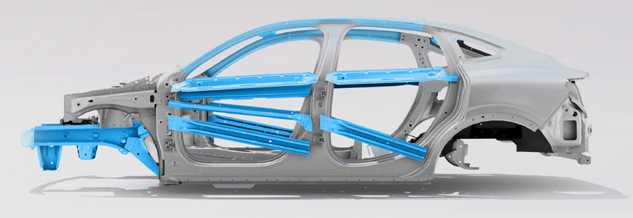             Цветом выделены элементы из высокопрочных и сверхвысокопрочных сталей. Занятно, что укрепление не коснулось средних стоек. Arkana немного тяжелее Каптюра с двухлитровым атмосферником F4R.
