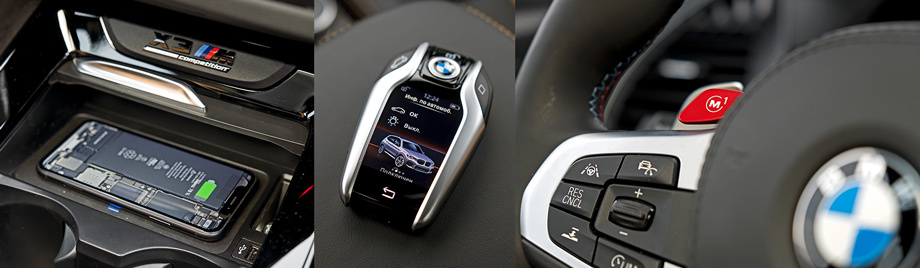             Только у BMW есть индукционная зарядка для смартфона, а ключ за 29 800 рублей позволяет удалённо контролировать отдельные параметры машины. Каждая из программируемых гашеток M1 и М2 на руле хранит свой набор настроек двигателя, подвески и другой мехатроники.

