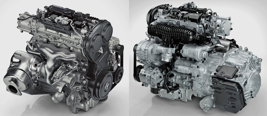             Алюминиевые бензиновые турбочетвёрки относятся к модульному семейству Drive-E и построены на прочном блоке, унифицированном с попавшими в немилость дизелями. У нас на тест-драйве версия T4 (190 л.с., 300 Н•м) с непосредственным впрыском, парой фазовращателей, балансирными валами, регулируемым масляным насосом и электрическим водяным. В пару к нему приставлен восьмиступенчатый «автомат» Aisin AW TG-81SC. У полноприводных модификаций отбор мощности на заднюю ось осуществляется муфтой Haldex пятого поколения.
