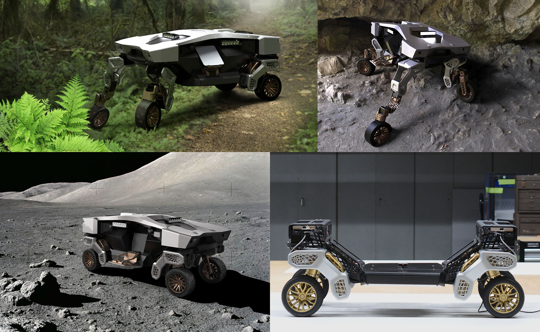            Компания <a href="/e/CAHnwEAAA3c" class="c-link">Boston Dynamics</a> ни при чём. Студия New Horizons построила маленький, но функциональный прототип TIGER X-1 в партнёрстве с другими фирмами из США: Autodesk (софт Fusion 360) и Sundberg-Ferar (дизайн). В перечень оборудования входят восемь ультразвуковых датчиков с обзором на 360°, столько же камер, модули GPS и 4G, а также два георадара для разведки.
