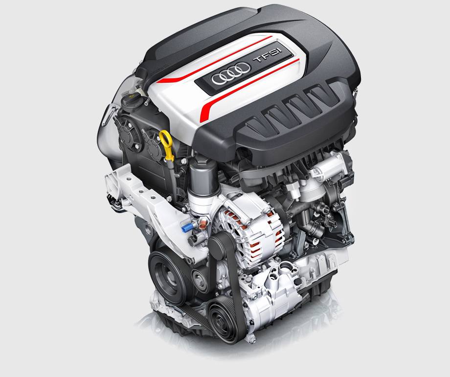             С предыдущей двухлитровой «четвёркой» эту роднит только рабочий объём — 1984 см³. Новый мотор получил комбинированный впрыск: непосредственно в цилиндры (давление — 200 бар) топливо подаётся в первые минуты запуска и при высоких нагрузках. На обоих распредвалах установлены фазовращатели, а на выпуске стоит двухступенчатая система регулировки хода клапанов Audi valve lift. Агрегат дополнен новым, более производительным турбокомпрессором KKK K04 (давление — 1,2 бара), доработанными поршнями, кольцами и усиленными шатунами. Также инженеры модернизировали систему терморегулировки мотора и нанесли на внутренние детали специальное покрытие, снижающее трение. Выпускной коллектор интегрирован в блок, а головка блока цилиндров сделана из облегчённого алюминиево-кремниевого сплава. Масса мотора — 148 кг, что на пять килограммов меньше массы предшественника.
